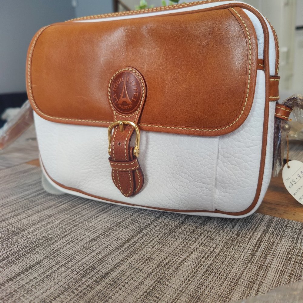 Brown and white vintage crossbody bag